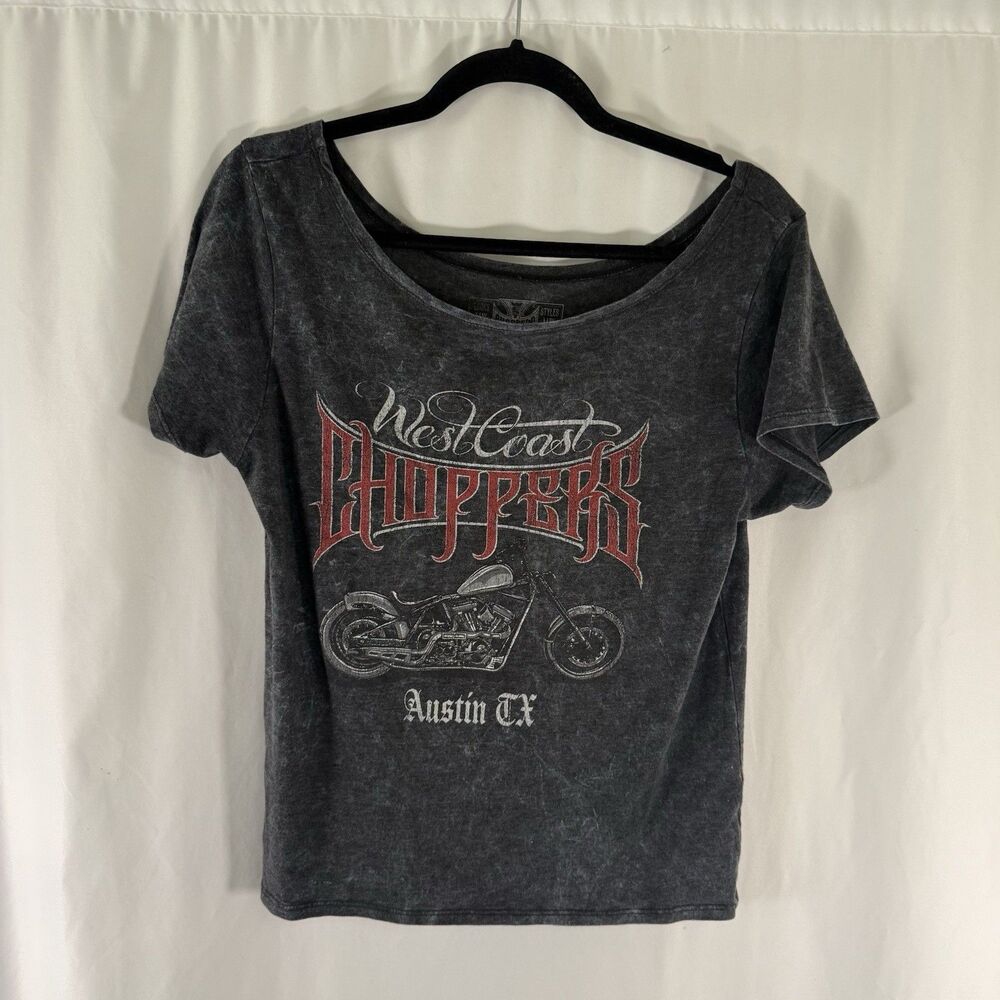 West Coast Choppers T-Shirt Women's Large Graphic Print Off The Shoulder Short S